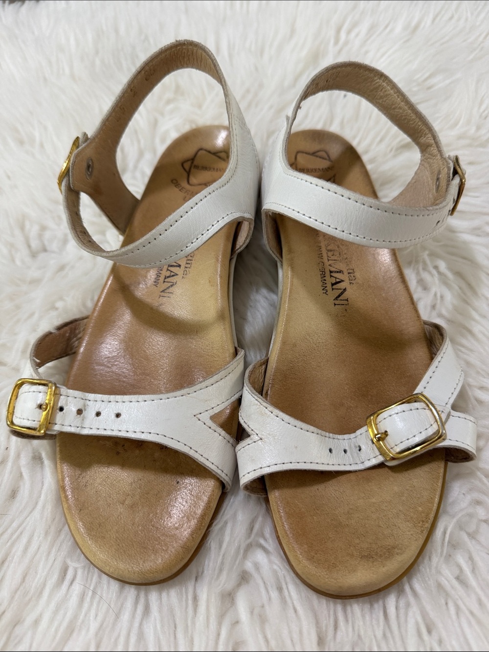 Berkemann Women's Cream Leather Buckle Sandals Size 25